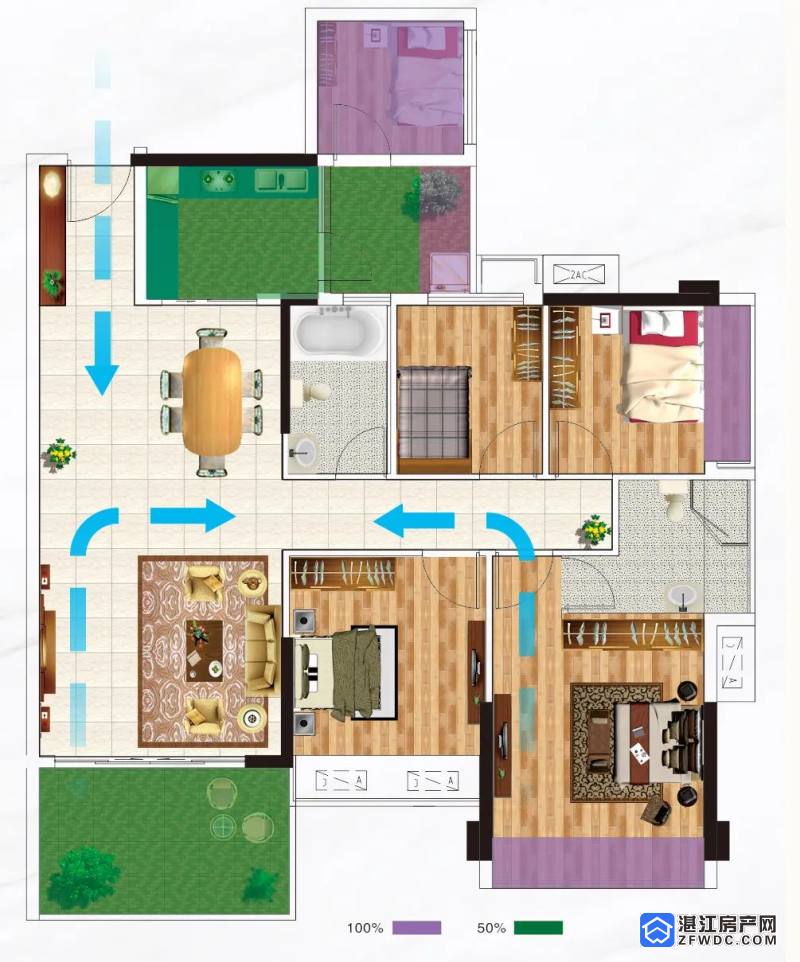【瑞航华庭·瑞华轩】建面约82-121㎡升级户型,南北通透,保证室内通风
